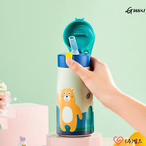 GIANXI 어린이 스테인레스 스틸 밀짚 보온병 머그잔 케이스 만화 누출 방지 진공 플라스크 열 물병 Thermoc