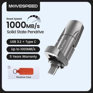 호환 MOVESPEED 1000 메가바이트초 솔리드 스테이트 펜 드라이브 B3.2 GEN 2 C타입 플래시 PC 스마트폰 태