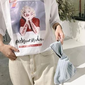 [라일리] Rly 줄무늬미니 패턴 에코백 휴대폰 화장품 파우치 손가방