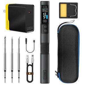 [미국배송] FNIRSI HS-02B 100W 휴대용 키트 정밀 유선 전자 아이언 2S 온도 펜 디지털 사전 스마트 수리용 난방 3 210 팁 설정된 고속 그룹 212-842 납땜