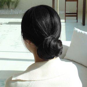 고품질 올린머리 스타일 가발 똥머리 블랙 컬러 자연스러운 연출 헤어 액세서리 (WFJ8IDN)