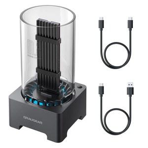 GRAUGEAR M.2 SATA PCIe SSD 인클로저 어댑터 도킹 스테이션, 냉각 팬 USB3.2 Gen2 10Gbps M.2 SSD 외장 케이스 USB C, UASP 및 트림 지원, M2 NGFF M 키 B+M 키, RTL9210B 칩셋