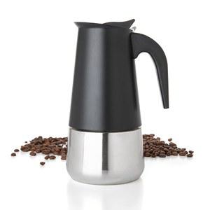 믹스프레소 블랙 6컵 그레카 스토브탑 에스프레소 포트 300ml/10온스, 커피 퍼콜레이터 디자인의 모카 포트, 캠핑 또는 가정용 스테인리스 스틸 스토브탑 커피 메이커, 이탈리아 스토브탑 에스프레소 메이커