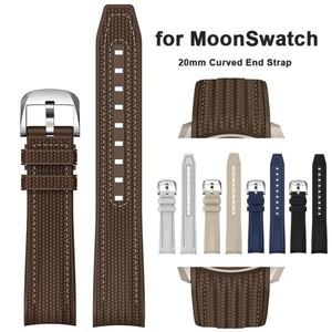 견본 X 오메가 조인트 MoonSwatch 20mm 퀵 릴리스 스트랩 남성 곡선 엔드 위브 실리콘 고무 시계 팔찌 도구
