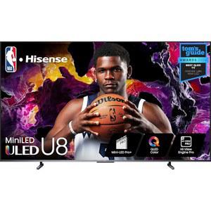 하이센스 100인치 U8 시리즈 미니 LED ULED TV, 144Hz 게임 모드 프로, 스마트 돌비 비전 IQ, 2 1 채널 오디오