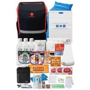 방재 용품 방재사가 감수 배낭 피난 배낭 겨우 이것만! 비상용 휴대용 봉투/가방 세트 상품 메타프리미엄 1인용 블랙 45점