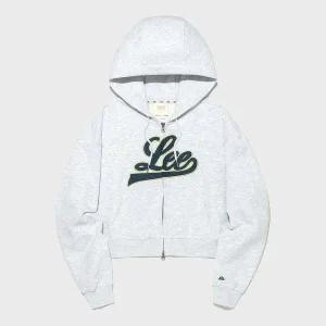 LEE 우먼 아플리케 크롭 후드 집업 라이트 그레이 LE2501HZ61LG 691302