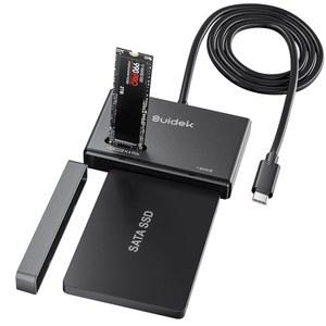 SUIDEK M.2 NVMe SSD 어댑터, 타입-C 10Gbps to 및 SATA 하드 드라이브 리더 외장 M2 PCIe 인클로저, (M Key&M+B Key) 모든 크기 2.5인치/3.5인치 12V/2A 어댑터 지원