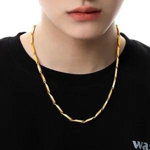 (당일발송) 순 24K 두꺼운 굵은 목걸이 18k 특수 압축 도금 남성 남자 대나무육각