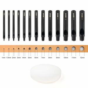 벨트, 시계 밴드 및 스트랩 개스킷용 OWDEN 프로페셔널 13개 가죽 홀 펀치 세트(슬림 스타일) 1.0-12MM. 3인치 나일론 매트