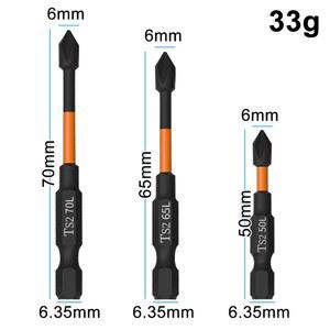 3PC 오렌지 S2 충격 강한 자기 슬립 50 70mm 전기 핸드 드릴 크로스 스크류 드라이버 비트 전동 공구 액세서리 세트 DS-GE