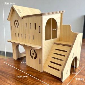 1개 나무 빌라 수면 그네 둥지 원목 오두막 시소 햄스터 내구성 소형 애완동물용 은신처 메추리 하우스