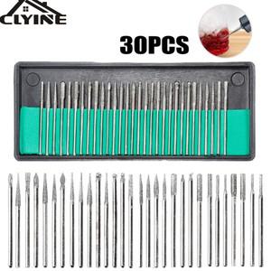원형사포 30pcs 생크 다이아몬드 Burs Dremel 전기 그라인더 용품에 대 한 상자 세트 연마 드릴 로타리 도