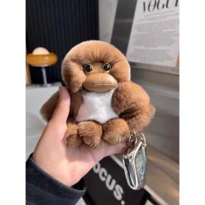 리얼 고릴라 키홀더 뽀글이 원숭이 키링 오랑우탄 가방고리 카라멜 커피