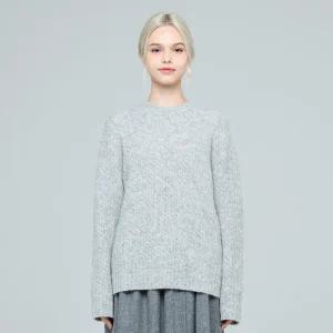 알파카 블렌드 크루넥 케이블 버터컵 풀오버 (UFKKCN418N-L/GREY)
