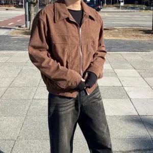 4컬러 골덴 코듀로이 오버핏 크롭 자켓 투웨이 이중지퍼 숏 점퍼 남친룩 간절기 봄 가을 아우터 코디