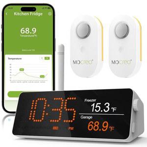 [미국배송] MCOREO WIFI 원격 온도계 냉동고 알람 1/3마일 장거리 IP66 방수 앱 이메일 알림 디지털 모니터 허브 냉장고용 스마트 무선 온도 센서 2개 RV 온실 포함