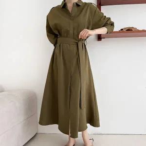 여성 FW 2WAY 스트랩 남방 롱 견장 트렌치 드레스