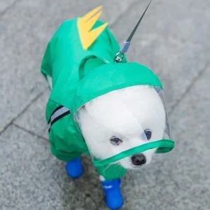 초록 공룡 우의강아지우비 비옷 올인원 후드 애완견 반려견 산책 우산 강아지 의류 여름 펫우비 펫비 애견