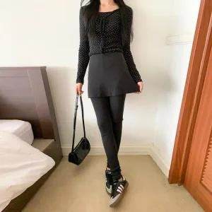 /옷자락 여성 면 스판 쫀존 레이어드 레깅스