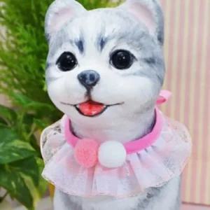 줄무늬 솜방울 스카프 1판 10개고양이 레이스 강아지 패션