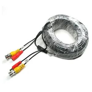 Coms CCTV 케이블 20m - BNC + DC 5.5 전원 회색 검정감시카메라케이블 보안TV케이