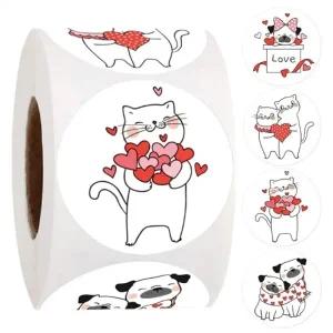 생일 답례 감사 포장 스티커 1롤 500매(강아지 고양이)
