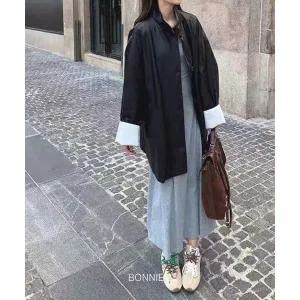 [하프클럽/]BONNIE J 박시 오버핏 레더 스크래치 빅사이즈 페이크 가죽 자켓 PU