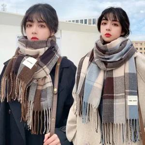 겨울 따뜻한 여성 데일리 체크패턴 머플러 목도리 밍크목도리 밍크워머 밍크넥워머