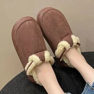 통굽 털 슬리퍼 베이직 사무실 스웨이드 4cm 데일리 겨울슬리퍼 여성털슬리퍼 발편한슬리퍼