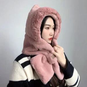 소프트퍼 후드 머플러 핑크 소프트퍼 후드