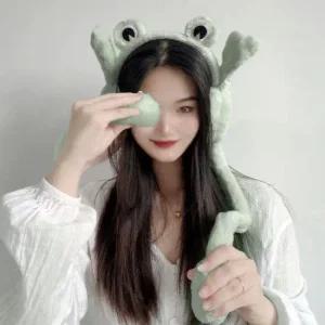 팔딱 개구리 움직이는 귀마개 동물귀마개 겨울귀덮개 가정용품 생필품