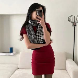 룩앳걸 남녀공용 하운드투스 체크 목도리 머플러 커플목도리 하운드투스체크 체크목도리