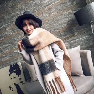 겨울 빅머플러 체크 롱 커플 가을 겨울 목도리 숄더 롱머플러 쓰리톤목도리 여자머플러