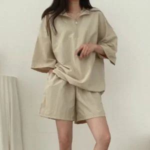 아노락 반팔 반바지 남녀공용 운동복 여유핏 심플 런닝복