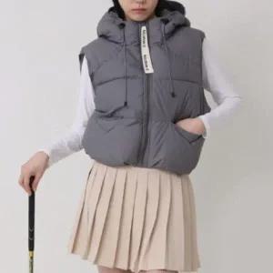 [하프클럽/]여성 후드 스트링 경량 패딩 조끼