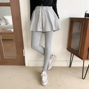 여성용 면스판 미니플레어 레깅스세트