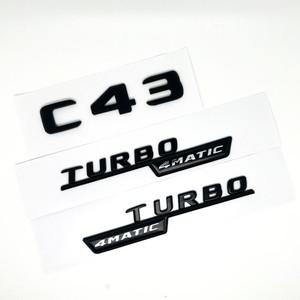 3D ABS 광택 블랙 로고 C43 Embelm 편지 BITURBO 4MATIC 배지 AMG 스티커 메르세데스 벤츠 호환 W205 액세