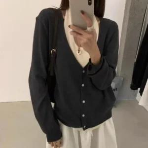 여성 홀터넥 나시 레이어드 가디건 브이넥 루즈핏