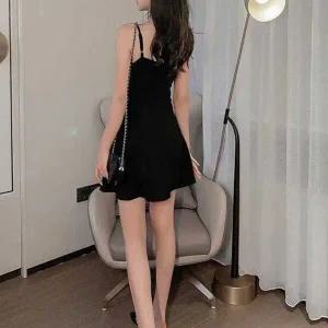 [하프클럽/]여자 심플 블랙 나시 뷔스티에 미니 플레어 원피스