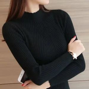 [오노마] ONM 5컬러 꽃잎 하프넥 풀오버 긴팔 슬림라인 니트티