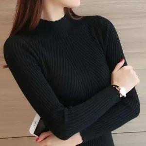 [오노마] ONM 5컬러 꽃잎 하프넥 풀오버 긴팔 슬림라인 니트티  41018423)