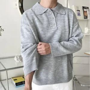 [라일리] Rly 오버핏 남자 니트 봄 가을 카라넥 남성 니트 스