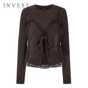 [인베스트] 레이스 배색 레이어드 니트_IN5F1KT2181