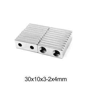 30x10x3-4 사각형 자석 구멍 4mm 소형 시트 가정용 냉장고, 사무실 DIY