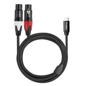 RIVIERA Audio Cable USB C to 2 XLR Famale Cable Nylon Braid Aux Cable Low Noise for Digital Player D