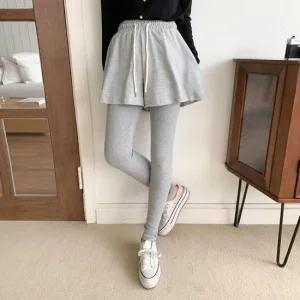 여성용 면스판 미니플레어 레깅스세트