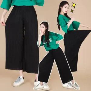 하늘핏 와이드 플리츠 여성 와이드 밴딩 팬츠