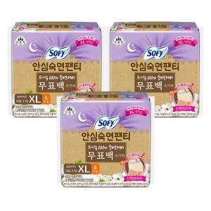 쏘피 안심숙면팬티 무표백 특대형 4매, 3개