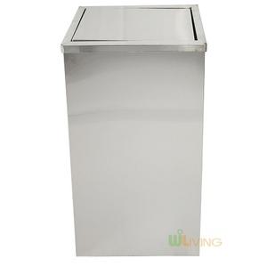 사각 스텐휴지통 뱅뱅이 뚜껑형 60L WL-1876 업소용 쓰레기통 스테인리스